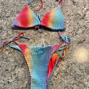 ZAFUL multicolor Bikini Triangle Set Tie Side Bathing Suit SIZE 6 NWT